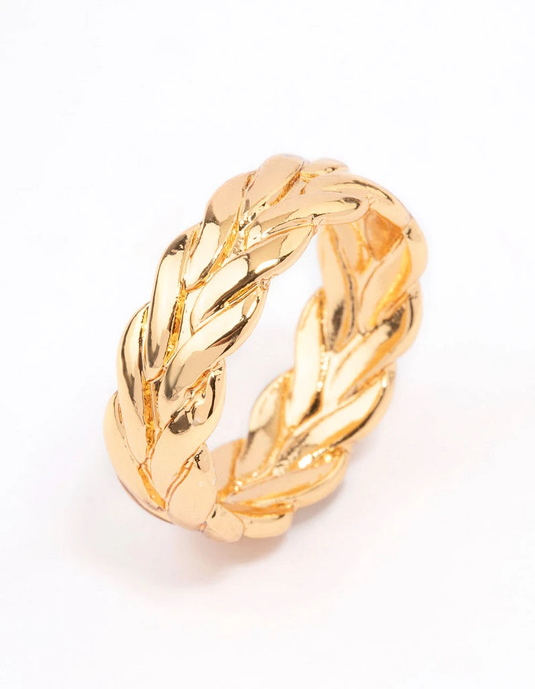 Gold Plated Leaf Band Ring