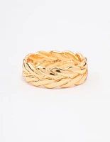 Gold Plated Leaf Band Ring