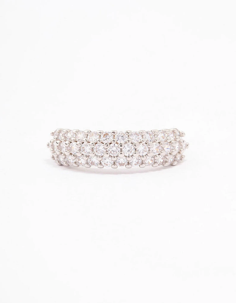 Rhodium Slim Cubic Zirconia Band Ring