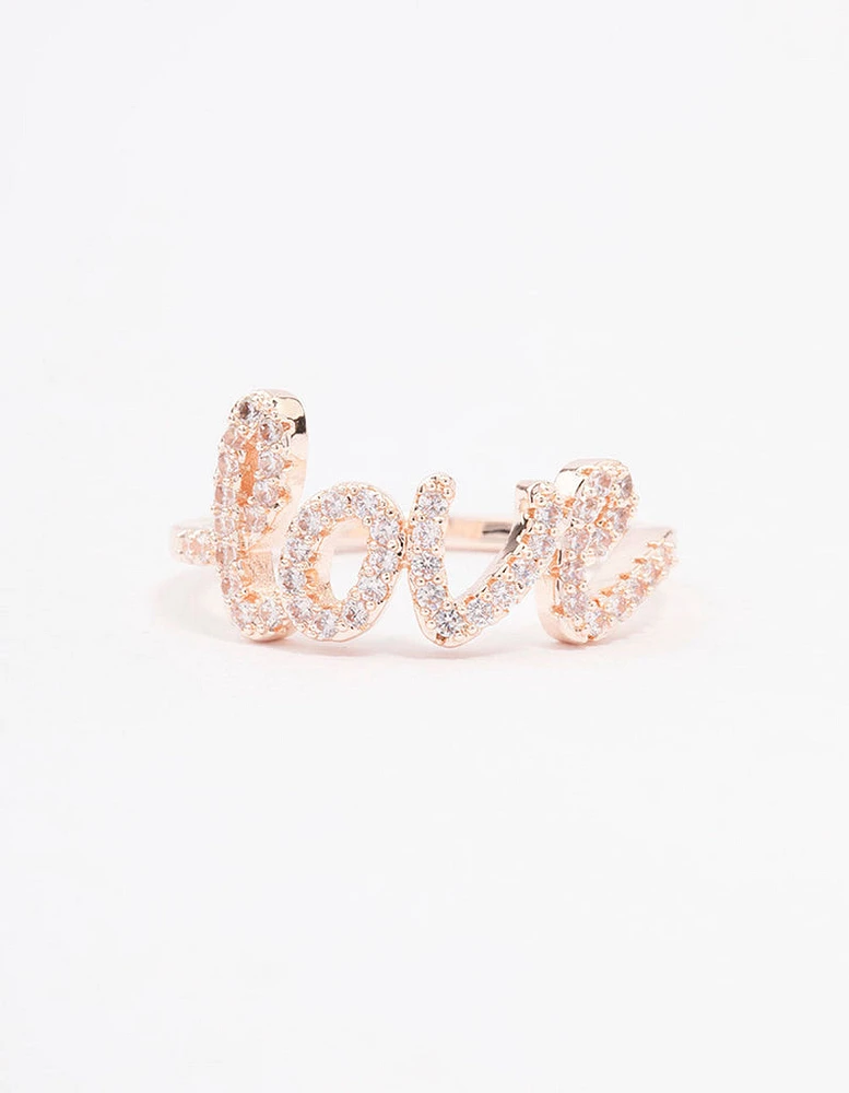 Rose Gold Plated Love Script Ring