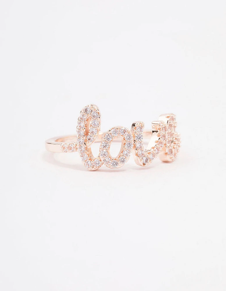 Rose Gold Plated Love Script Ring