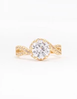 Gold Plated Round Infinity Halo Ring