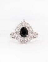 Black Flare Pear Cubic Zirconia Ring