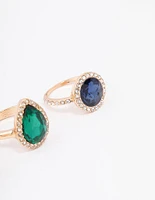 Gold Mixed Shape Halo Cocktail Ring