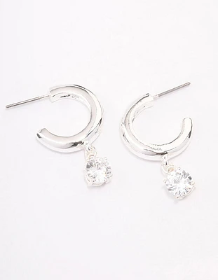 Silver Plated Cubic Zirconia Hoop Earrings