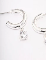 Silver Plated Cubic Zirconia Hoop Earrings