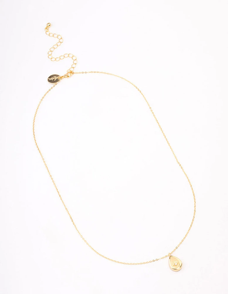 Gold Plated Teardrop Pendant Necklace