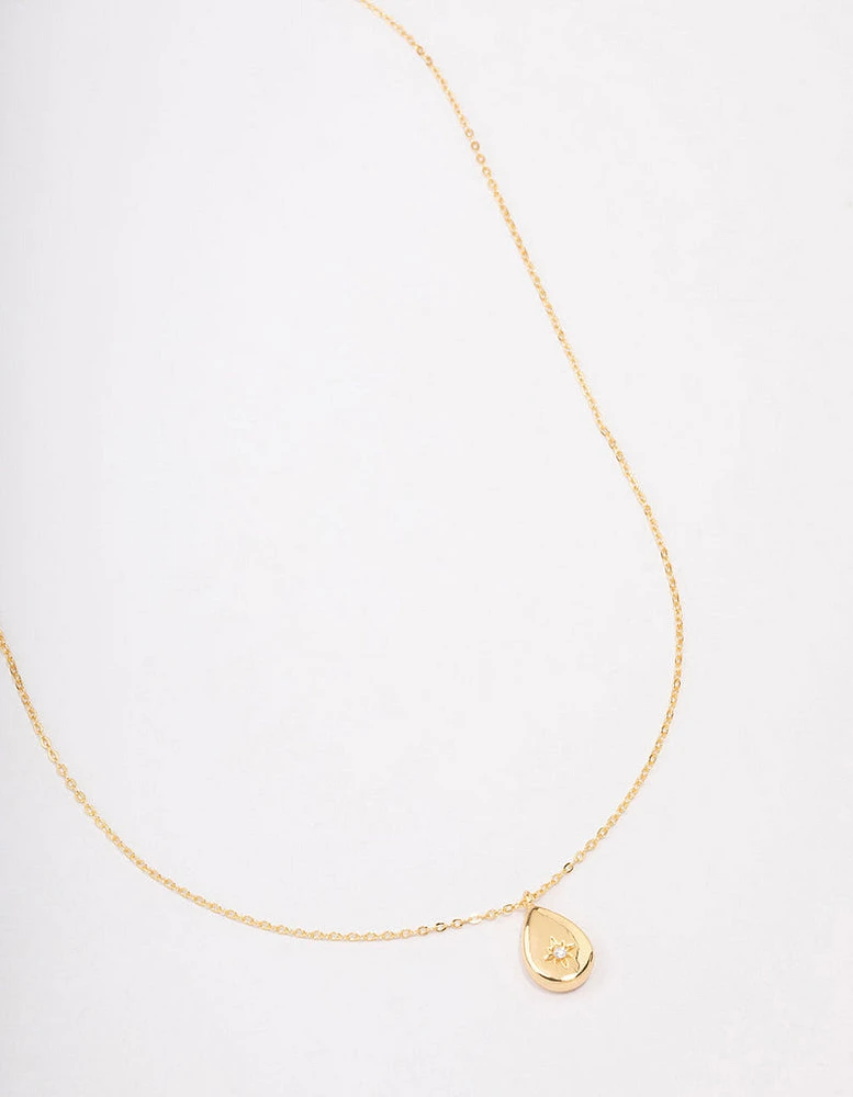 Gold Plated Teardrop Pendant Necklace