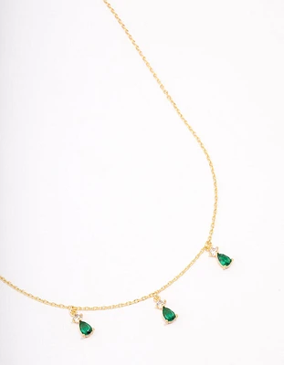 Gold Plated Triangular Pear Drop Necklace