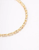 Gold Plated Cubic Zirconia Baguette Bracelet