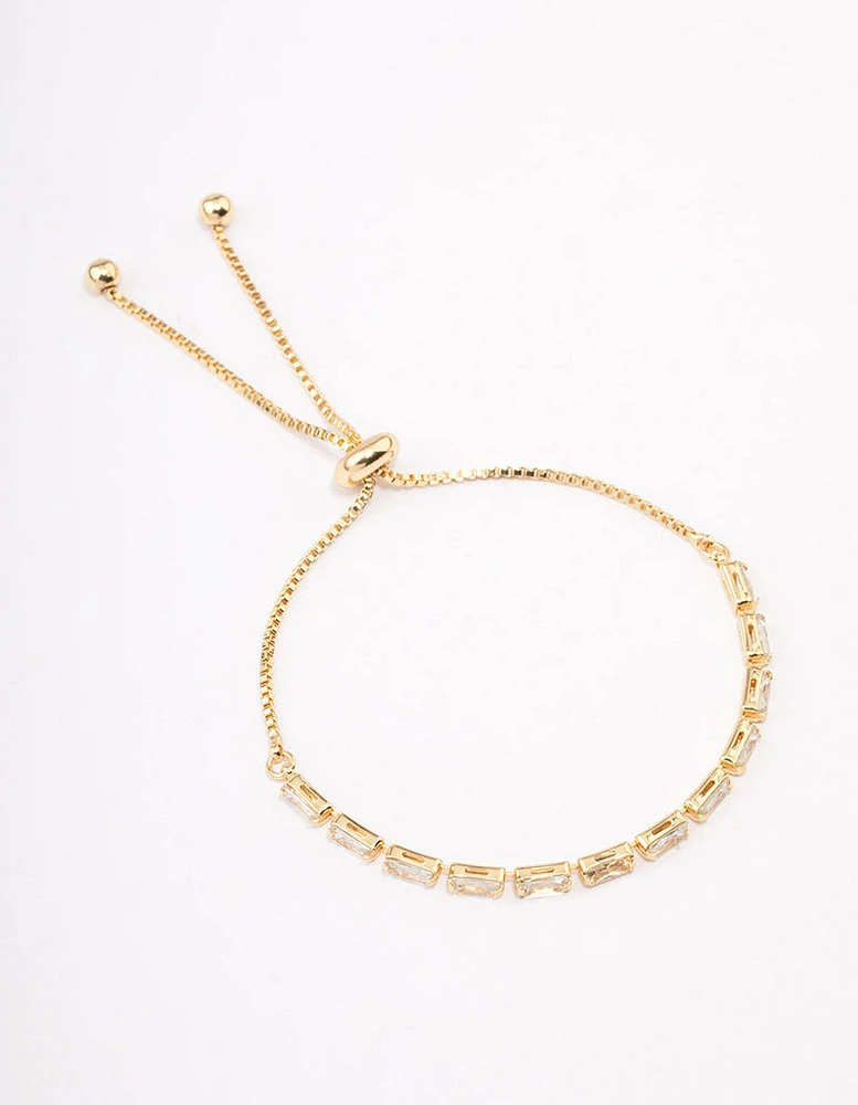 Gold Plated Cubic Zirconia Baguette Bracelet