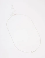 Silver Plated Diamante Cross Fine Pendant Necklace