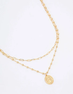 Gold Plated Layered Coin Necklace
