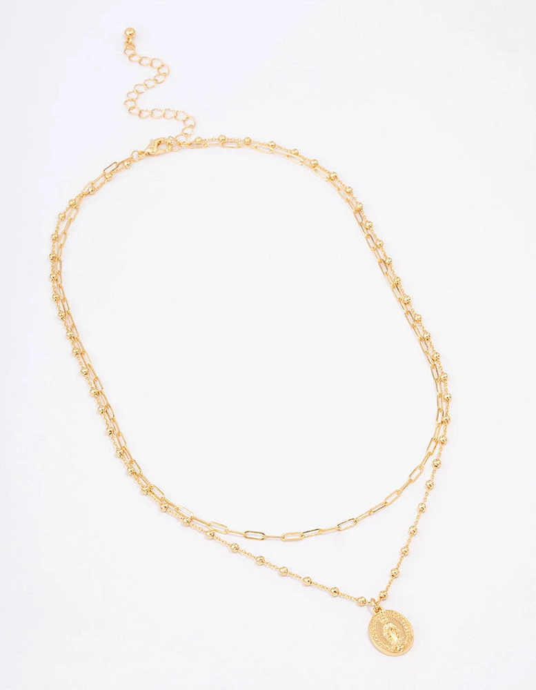 Gold Plated Layered Coin Necklace