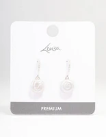 Silver Plated Cubic Zirconia & Freshwater Pearl Hook Drop Earrings
