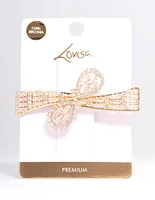 Gold Cubic Zirconia Bow Wave Hair Clip