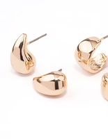 Gold Pear Hoop Earring Pack