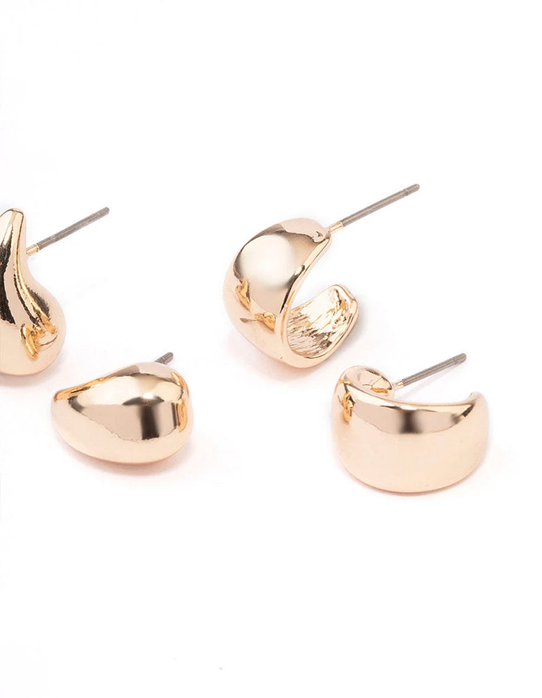 Gold Pear Hoop Earring Pack