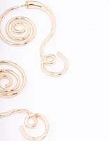 Gold Swirly Spiral Drop Earrings