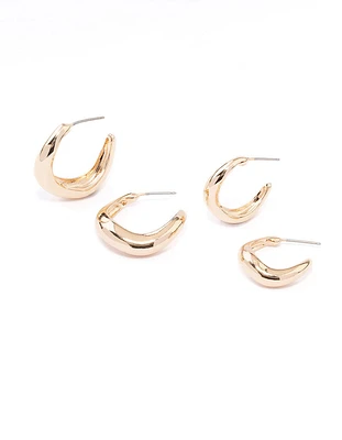 Gold Wave Matched Hoop Earring Pack