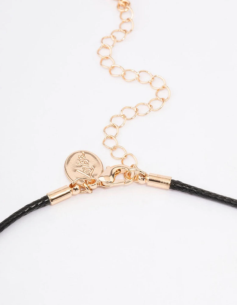 Gold Cord Teardrop Necklace & Bracelet Jewellery Set