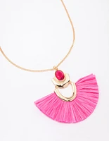 Gold Raffia Fan Necklace