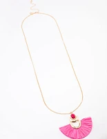 Gold Raffia Fan Necklace