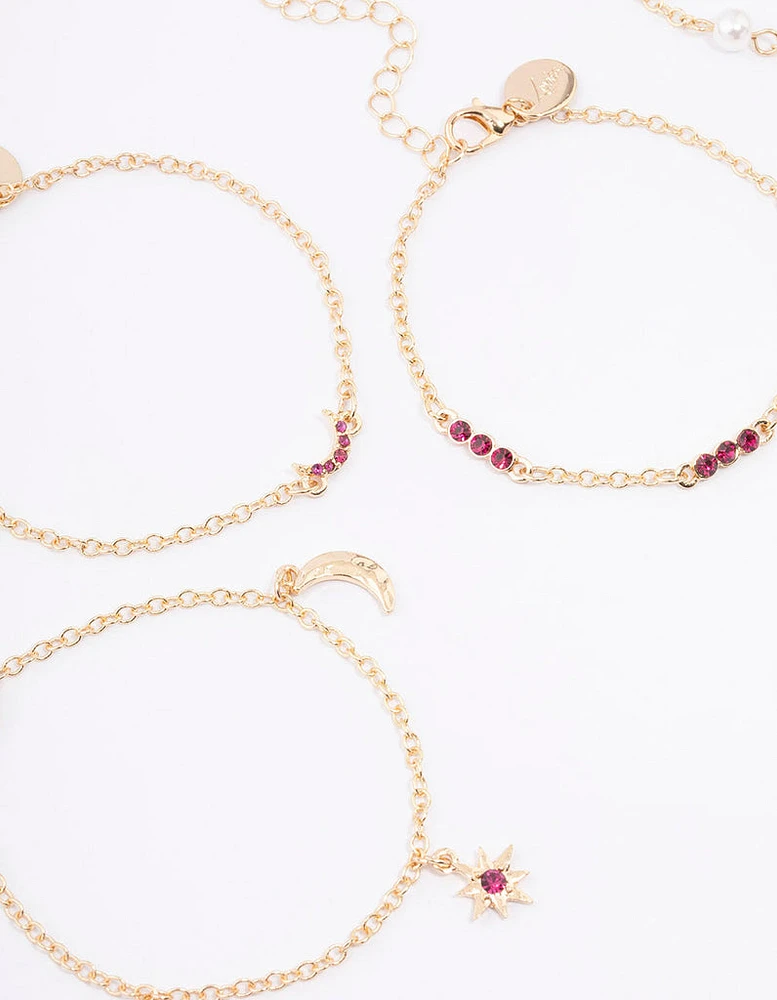 Gold Star Moon Bracelet & Anklet 5-Pack