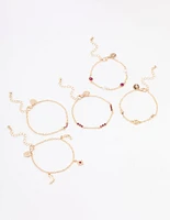 Gold Star Moon Bracelet & Anklet 5-Pack