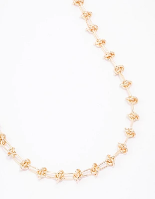 Gold Knotted Link Necklace