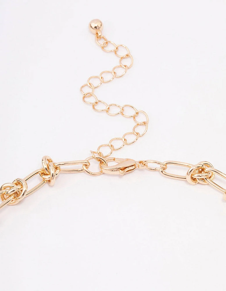 Gold Knotted Link Necklace