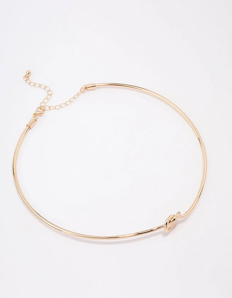 Gold Simple Knotted Choker Necklace