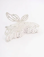 Silver Diamante Butterfly Hair Claw Clip