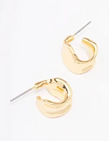 Gold Plated Bold Warped Huggie Earrings