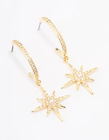 Gold Plated Long Celestial Drop Earrings