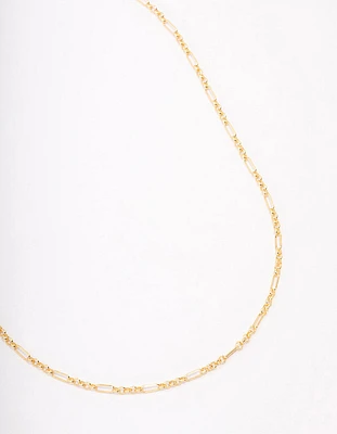 Gold Plated Long & Short Cable Chain Necklace