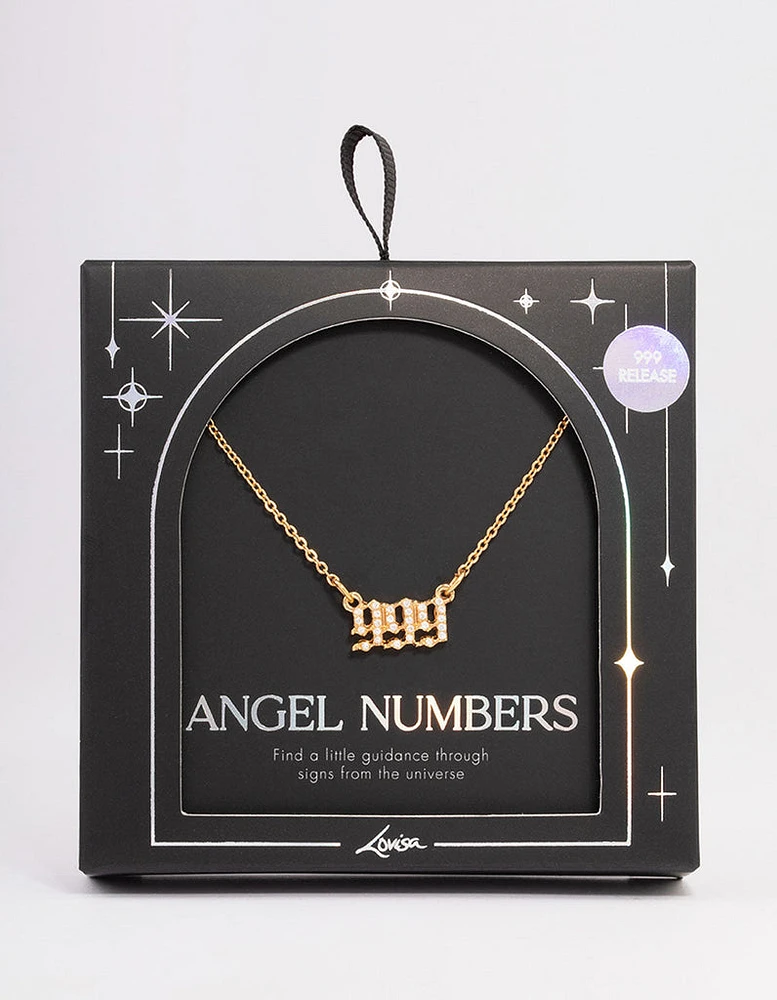 Gold Plated Cubic Zirconia Angel Number Pendant Necklace