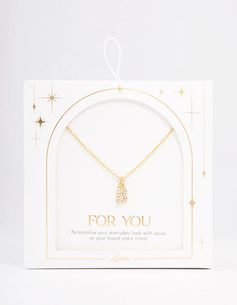 Letter B Gold Plated Initial Pendant Necklace