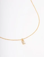 Letter E Gold Plated Initial Pendant Necklace