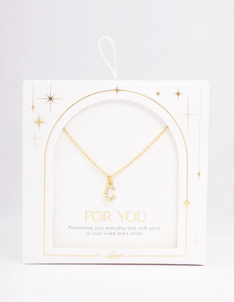 Letter C Gold Plated Initial Pendant Necklace