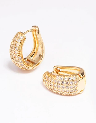 Gold Plated Cubic Zirconia Bold Hoop Earrings
