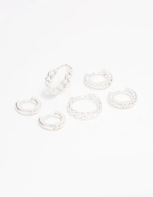 Silver Plated Fine Hoop Earring 3-Pack