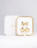 Gold Plated Chubby Hoop Earring Pack