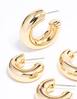 Gold Plated Chubby Hoop Earring Pack