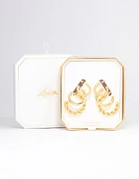 Gold Plated Textured Hoop Earring 3-Pack