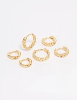 Gold Plated Fine Hoop Earring 3-Pack