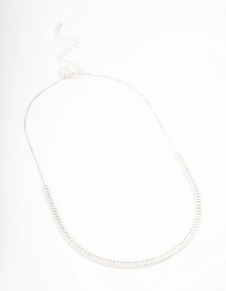 Silver Plated Baguette Chain Cubic Zirconia Necklace