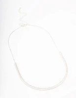 Silver Plated Baguette Chain Cubic Zirconia Necklace