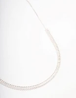 Silver Plated Baguette Chain Cubic Zirconia Necklace