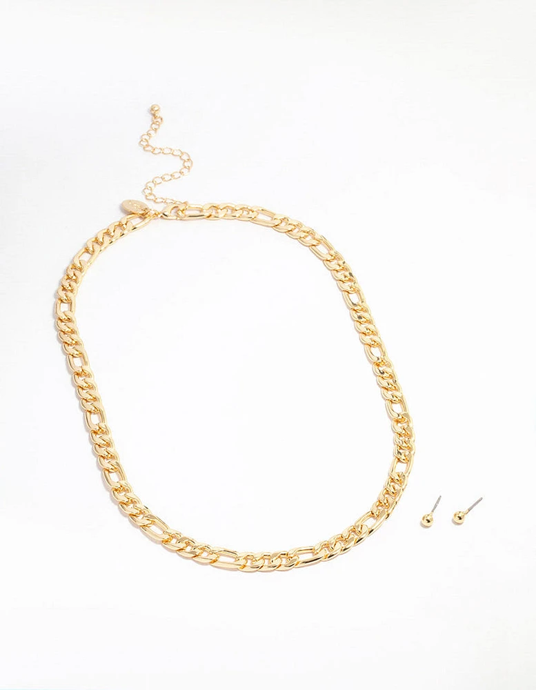 Gold Plated Figaro Chain Necklace